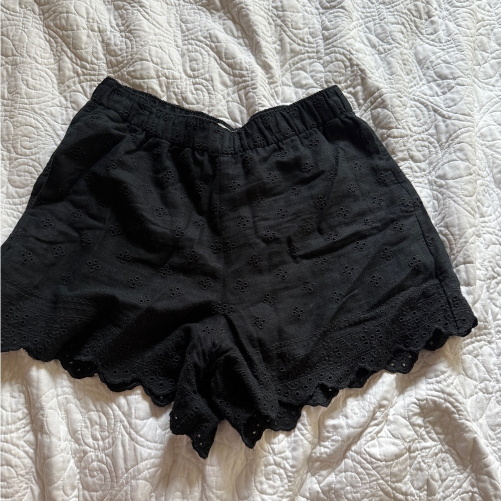 Abercrombie & Fitch Black Eyelet High Waist Shorts